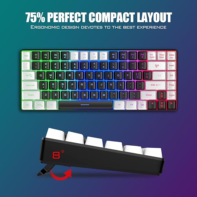 RedThunder K84 Wireless Keyboard and Mouse Combo, Rainbow Backlit Rechargeable - Image 6