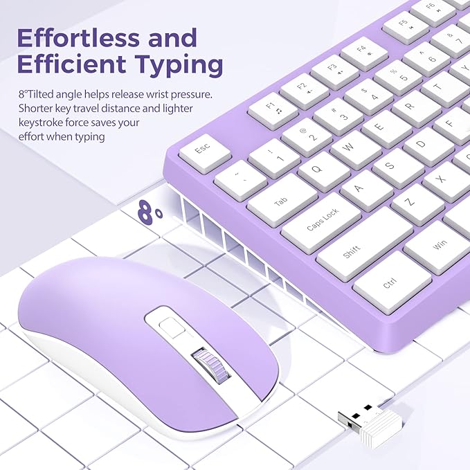 Wireless Keyboard and Mouse Combo, Lovaky 2.4G Full-Sized Ergonomic Keyboard - Image 2