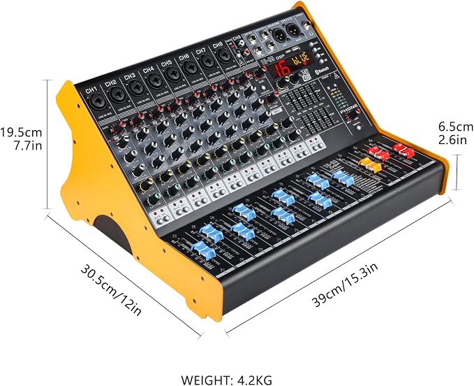 Mixers Audio 9 Channel Mixer, Dj Mixer Board Mixer Audio Bluetooth MP3 Mixer - Image 8