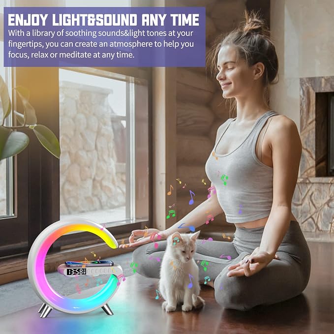 Smart Table Lamp with 4-in-1 Wireless Charger, Night Light, Alarm Clock - Image 2