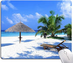 Tropical Beach Mouse Pad, Coconut Palm Trees Shadows on Hawaii Shore Summer by IMAYONDIA