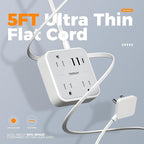 TESSAN Ultra Thin Flat Extension Cord 5 FT, Slim Power Strip - Image 4