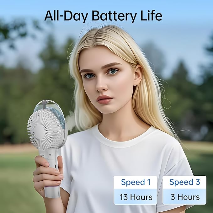 PANERGY Handheld Misting Fan – Rechargeable Battery Operated, Handheld Personal - Image 3