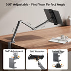 Tablet Stand iPad Phone Holder for Desk, Heavy Duty Aluminum 360° Rotating & - Image 2