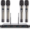 Wireless Microphone System, 4-Channel UHF Wireless Mic, Fixed Frequency Metal by Boeska