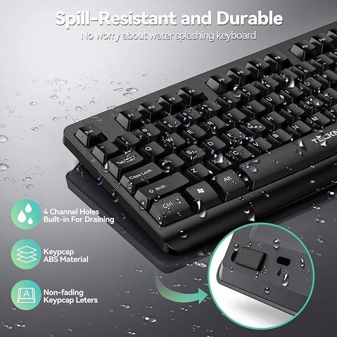 TECKNET Wireless Keyboard, 2.4G Silent Full-Size USB Keyboard - Image 6