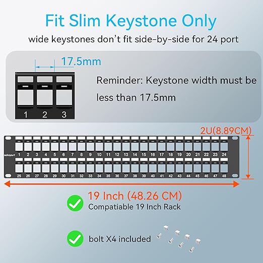 48 Port Blank Keystone Patch Panel - Image 3