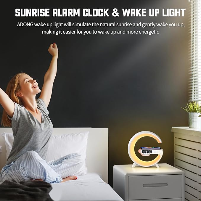 Mini LED Table Lamp with 4-in-1 Wireless Charger, Night Light, Sunrise Alarm - Image 3