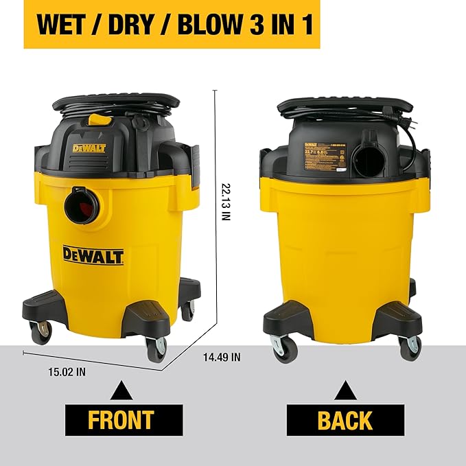 DEWALT Shop Vacuum 6 Gallon 4HP Poly Wet Dry Vacuum Ultimate Cleaning Solution - Image 2