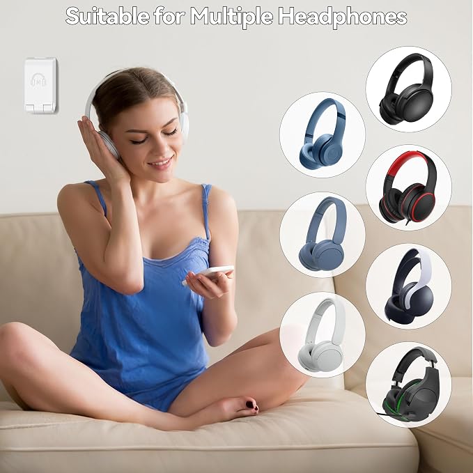 Headphone Stand, Wall Mount Headset Hanger, Gaming Headphone Holder Hook Clip - Image 4
