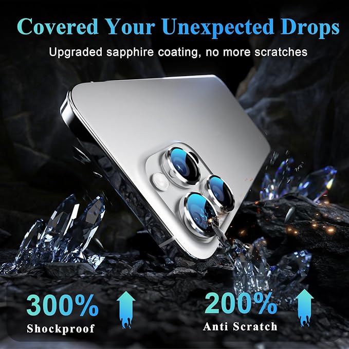 YWXTW Camera Lens Protector for iPhone 16 Pro/iPhone 16 Pro Max, Tempered Glass - Image 3