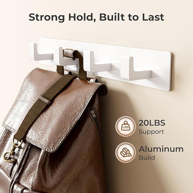 White Wall Mounted Coat Rack - Image 3