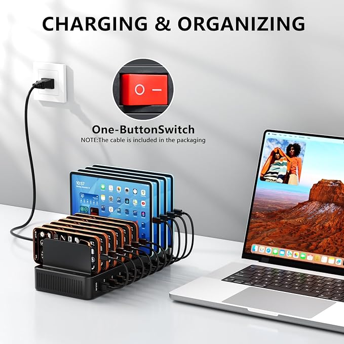 USB C Charging Station for Multiple Devices, 10-Port 100W Charging Dock - Image 5