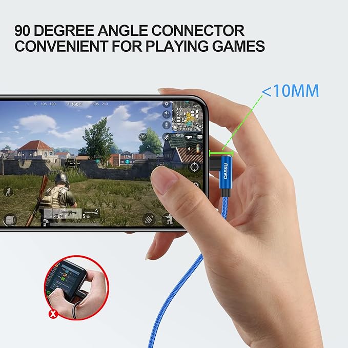90 Degree iPhone Charger 10FT 2Pack USB Lightning Cable 10 Foot Right Angle - Image 5