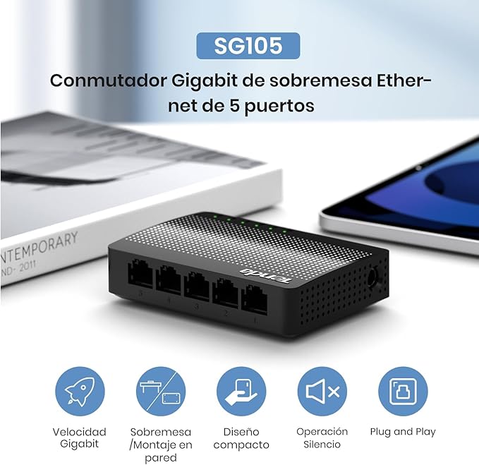 Tenda SG105, 5 Port Gigabit Switch, Unmanaged Home Ethernet Switch, Office - Image 3