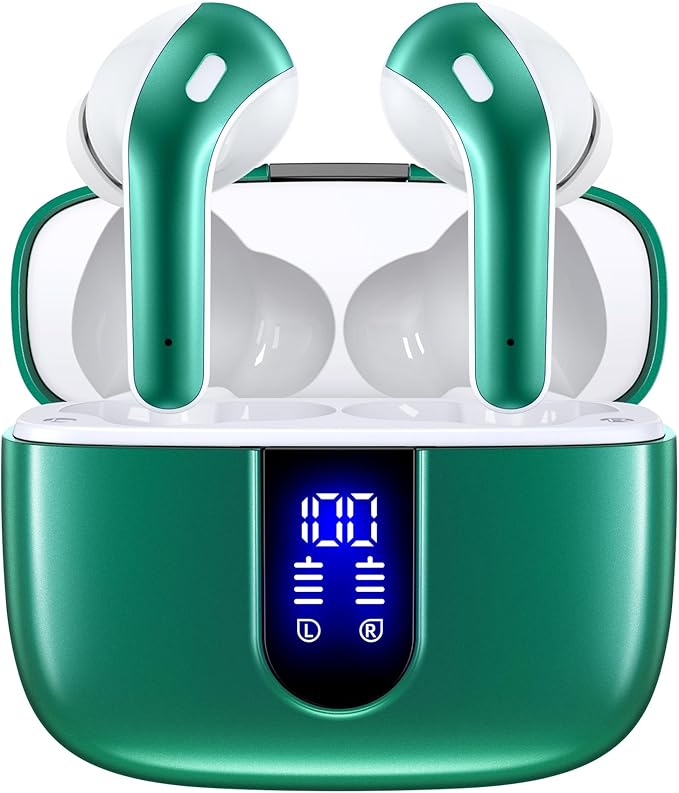 TAGRY Bluetooth Headphones True Wireless Earbuds 60H Playback LED Power Display by TAGRY