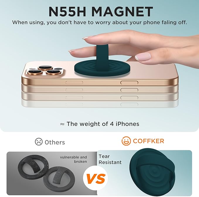Magnetic Phone Ring Grip Holder, Silicone Finger Loop Grip, Compatible - Image 5
