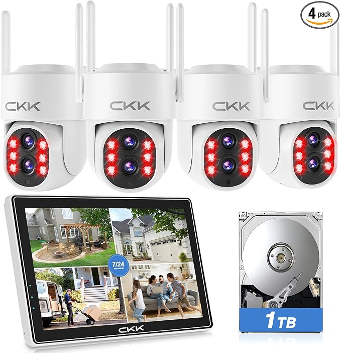【Dual Wi-Fi, 2MP+2MP Dual Lens】 2K Security Camera System by CKK