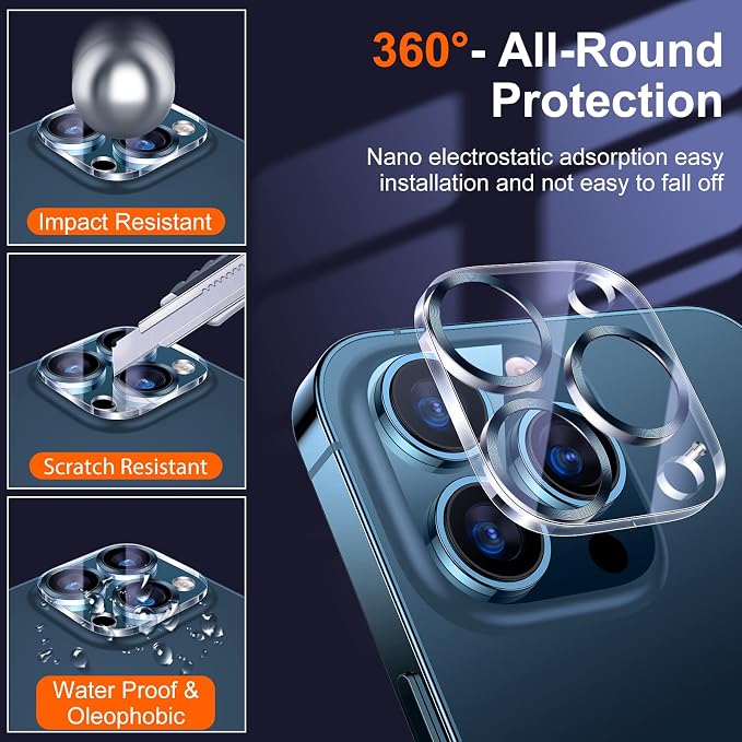 UniqueMe Compatible with iPhone 12 Pro Max 6.7" Camera Lens Protector Tempered - Image 4