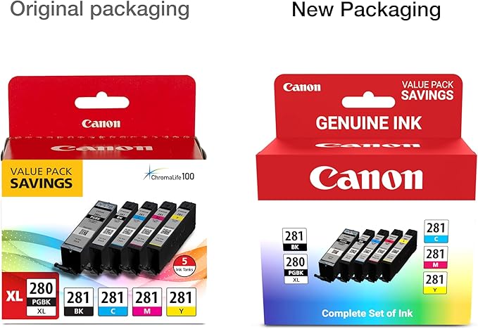 Canon PGI-280XL/CLI-281 5 Color Pack Compatible to TR8520, TS9120 Series - Image 2