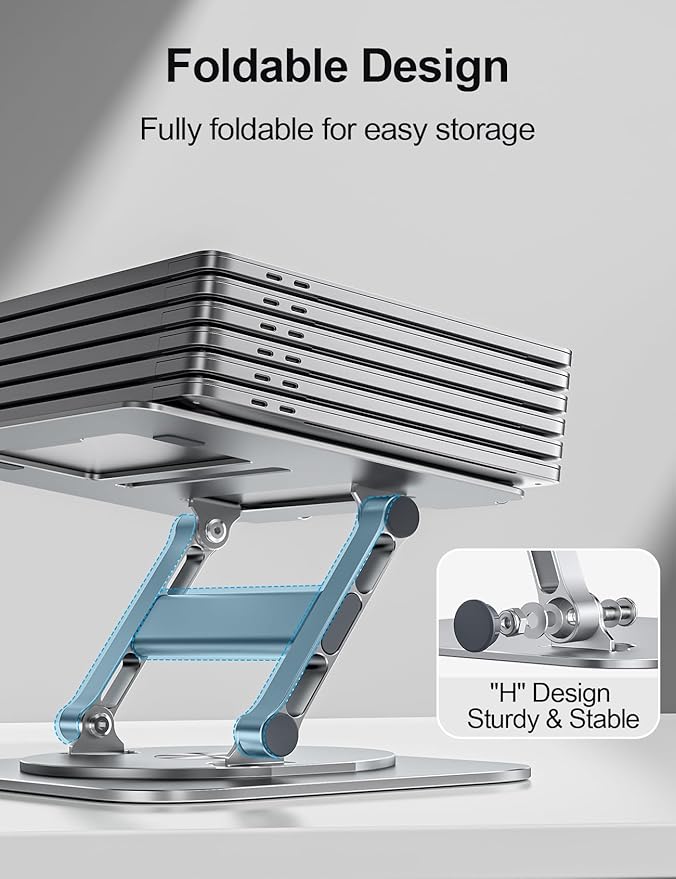 Laptop Stand for Desk, 360 Rotating Base Aluminum Computer Stand Ergonomic - Image 2