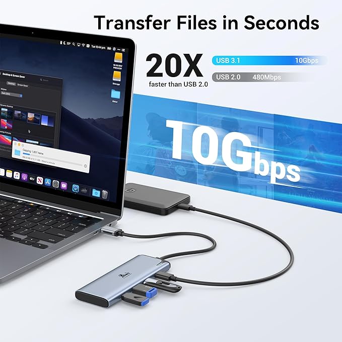 USB C Docking Station Dual Monitor 4K@60Hz DP Alt Mode, USB C Video Hub - Image 7