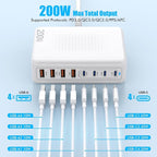 USB C Charger Block, 200W GaN 8 Port USB C Charging Station USB Hub Block Cube - Image 4