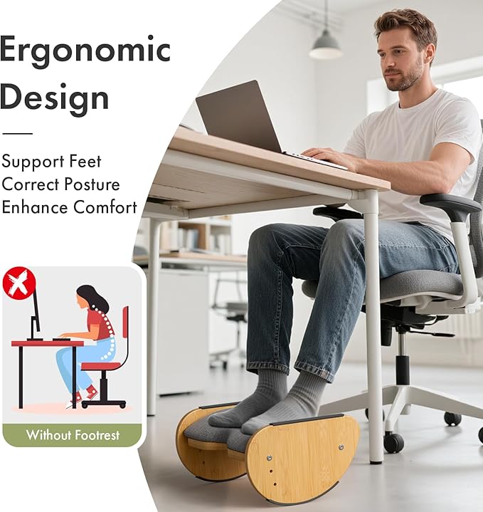 Amazer Bamboo Under Desk Footrest - Image 5