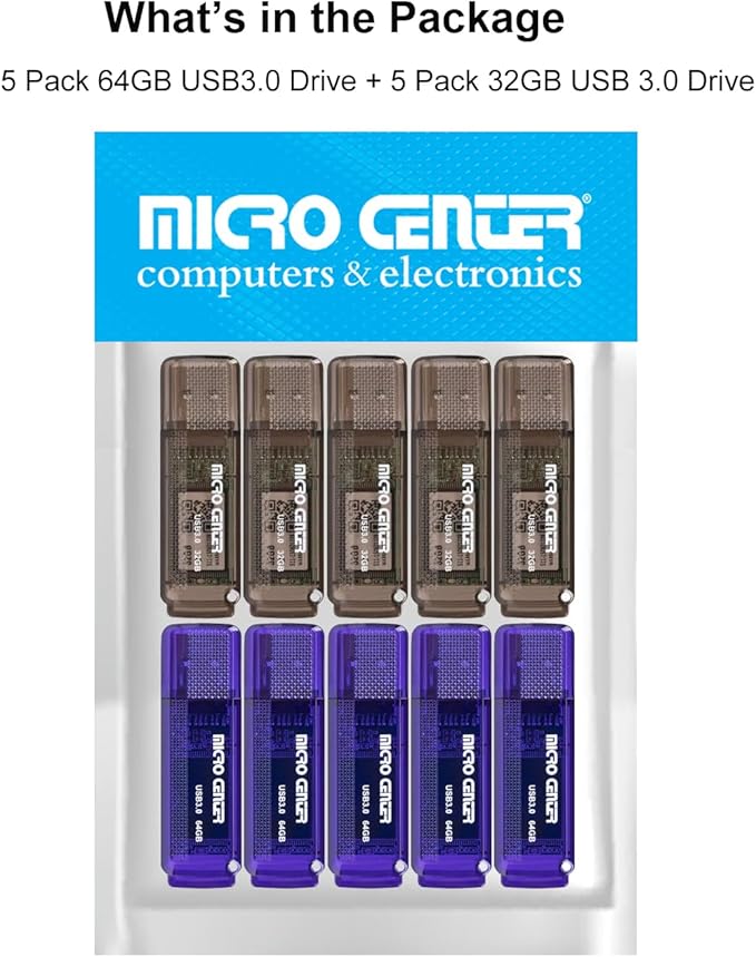 INLAND Micro Center SuperSpeed 5 Pack 64GB and 5 Pack 32GB USB 3.0 Flash Drive - Image 7