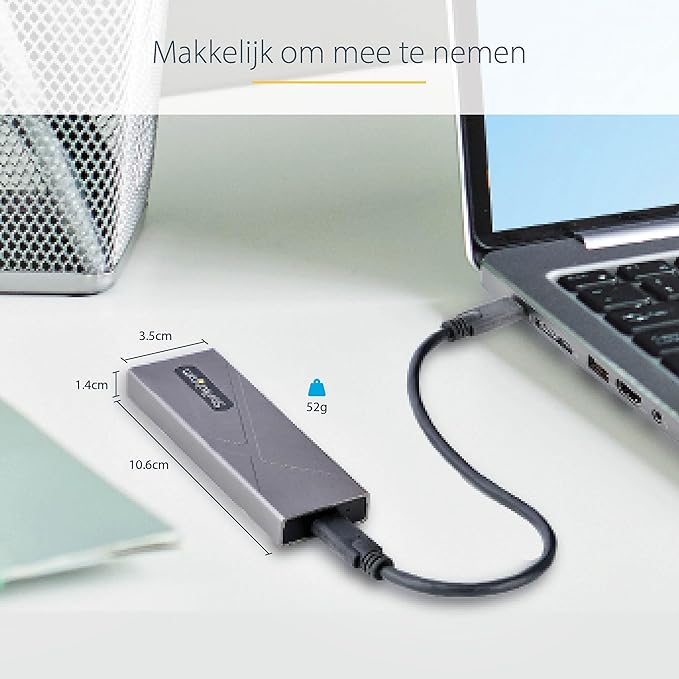 StarTech.com USB-C 10Gbps to M.2 NVMe or M.2 SATA SSD Enclosure - Image 6