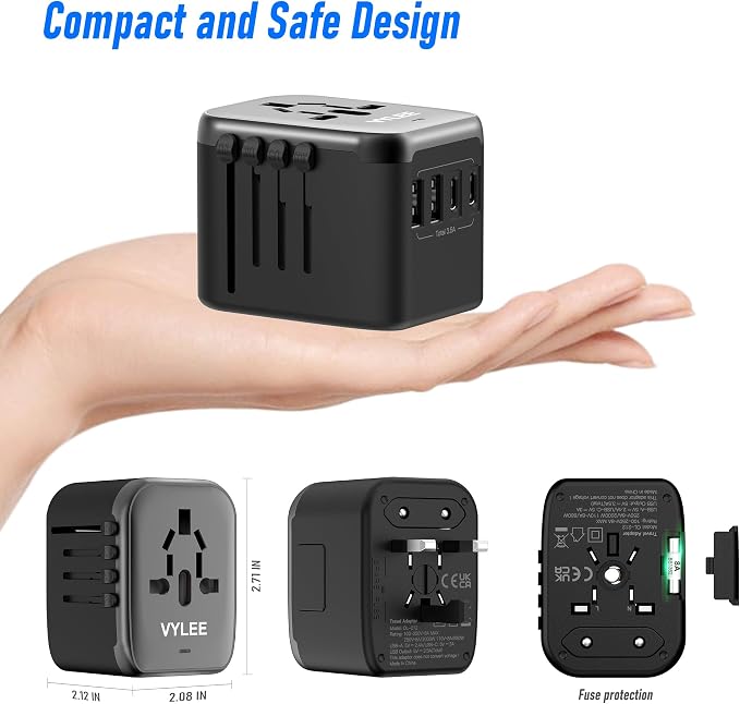 Universal Travel Adapter, VYLEE 5 in 1 International Power Adapter, 3.5A - Image 5