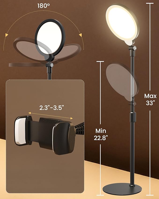 Desk Ring Light with Stand, Adjustable Desktop Light with Phone Holder - Image 3