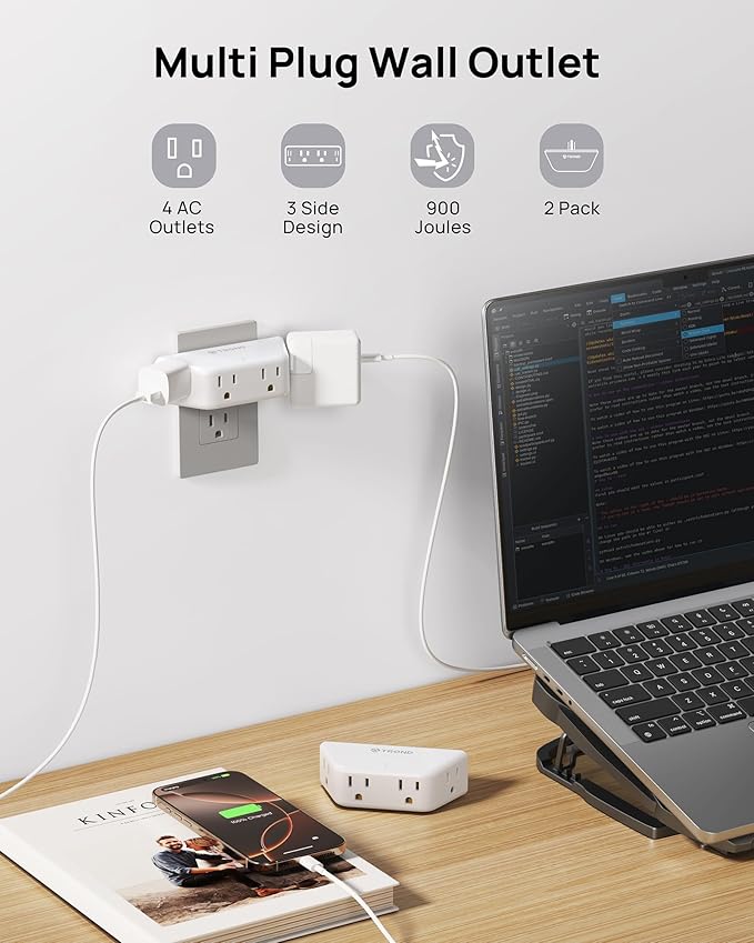 TROND Multi Plug Outlet Extender 2 Pack - Image 2