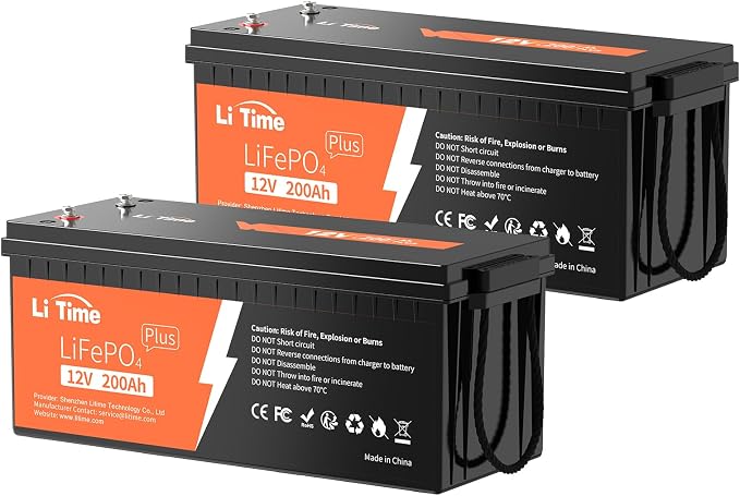 LiTime 12V 200Ah Plus Lithium LiFePO4 Battery, Built-in 200A BMS, 4000+ Deep by LiTime