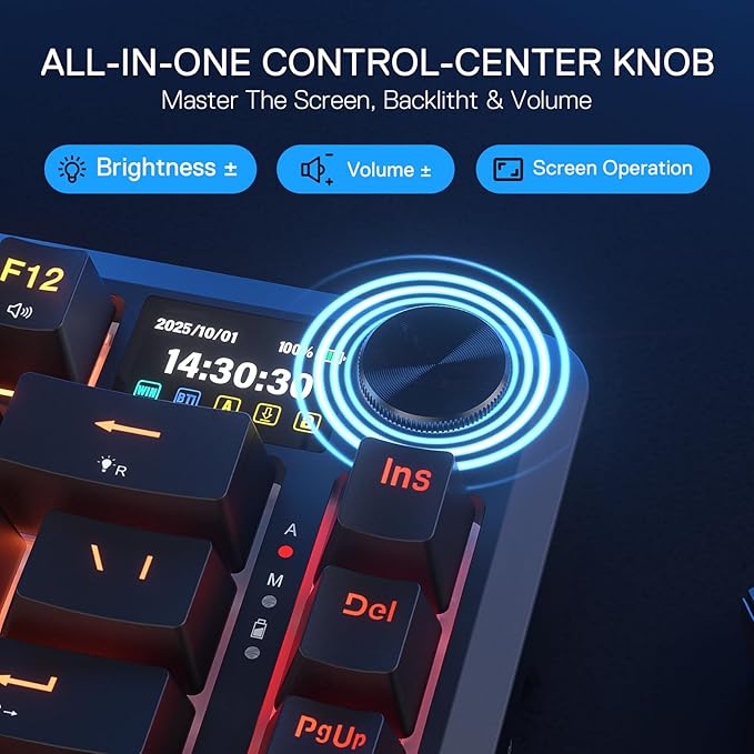Redragon K724 PRO Wireless Gasket Gaming Keyboard w/Hype Screen & Knob - Image 4