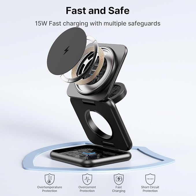 3 in 1 Charging Station for Apple Multiple Devices, Zinc Alloy Foldable Travel - Image 7