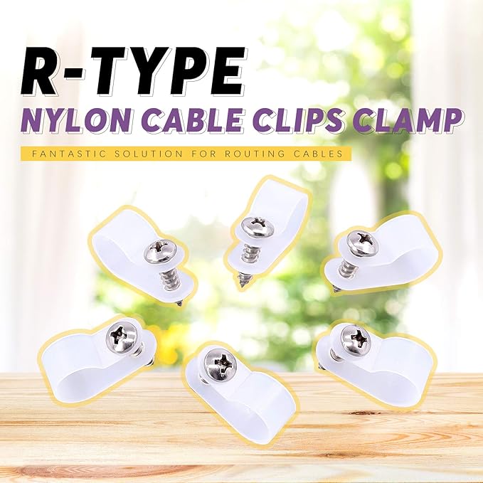 Swpeet 120 Pack White 1/2 Inch Nylon Plastic R-Type Cable Clips Clamp Kit - Image 4