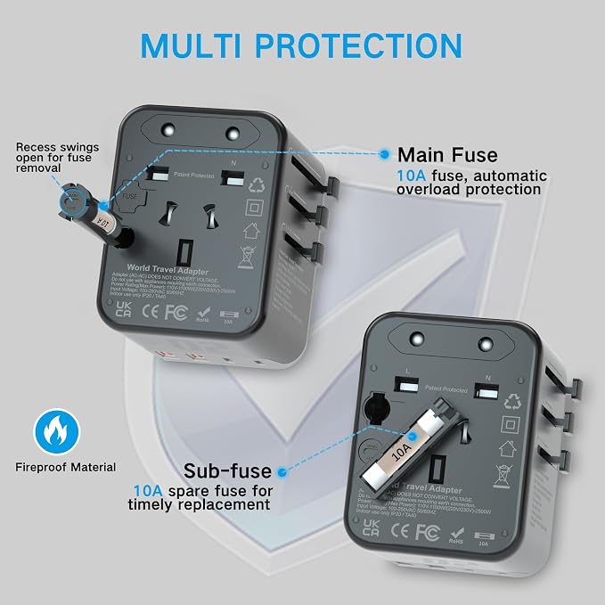 Universal Travel Adapter, adaptador de enchufe de pared internacional de CA de - Image 4