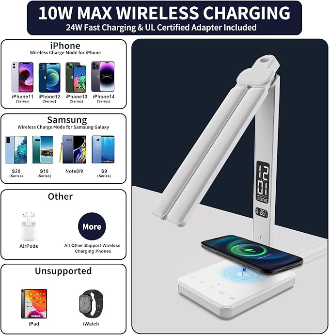 LED Desk Lamp with Charger, USB Charging Port, Dual Swing Arm Desk Light with 5 - Image 5