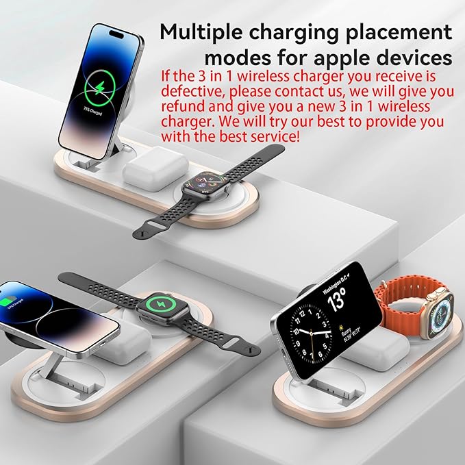 3 in 1 Wireless Charger for iPhone, Foldable Charging Station for Magsafe for - Image 4