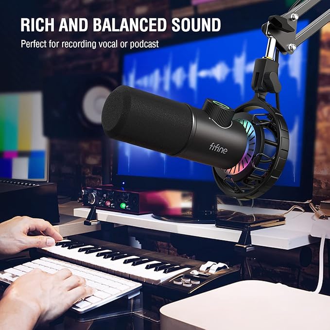 FIFINE USB Gaming Microphone, RGB Dynamic Mic - Image 9