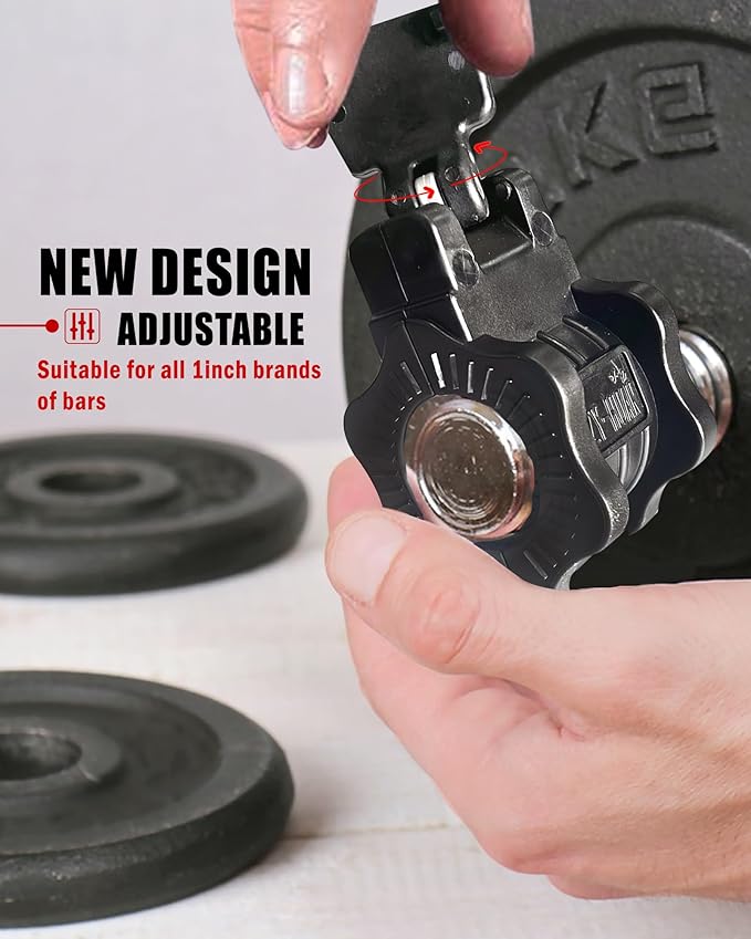 Adjustable Barbell Clips, Fits 0.98-1.1" Olympic & Standard Bars, Secure - Image 3