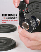 Adjustable Barbell Clips, Fits 0.98-1.1" Olympic & Standard Bars, Secure - Image 3
