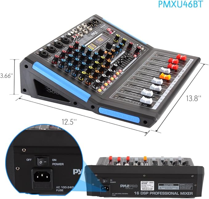 Pyle 4-Channel Bluetooth Studio Audio Mixer-DJ Sound Controller Interface - Image 3