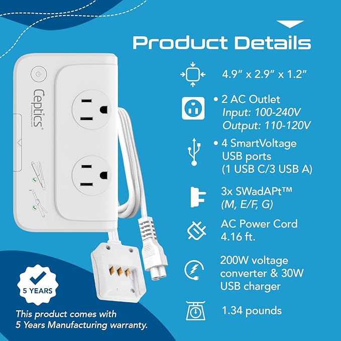 Ceptics South Africa Voltage Converter - 200W Convert 220V to 110V - Image 3