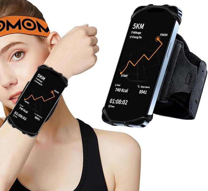 Wristband Phone Holder for Running, Forearm Armbands 360° Rotatable & by HLOMOM