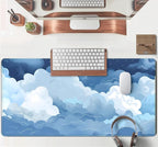 Aesthetic Blue and White Puffy Clouds Desk Mat, XXL Large Kawaii Blue Extended - Image 4