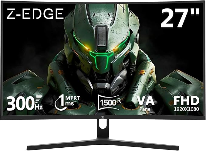 Z-Edge 27 inch Curved Gaming Monitor, FHD 1080P 300Hz 240Hz PC Monitor by ZZ-EDGE