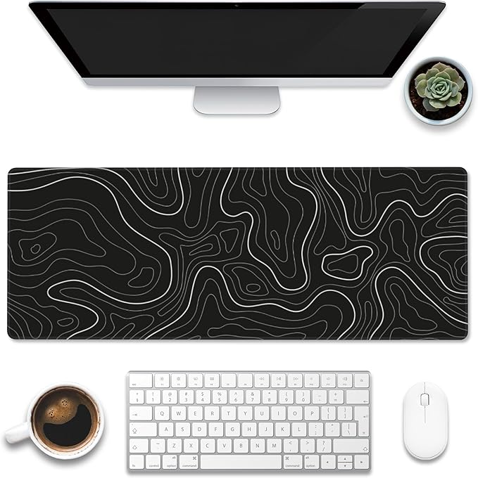 Desk Mat, Topographic Contour Large Gaming Mouse Pad by Eflxamz