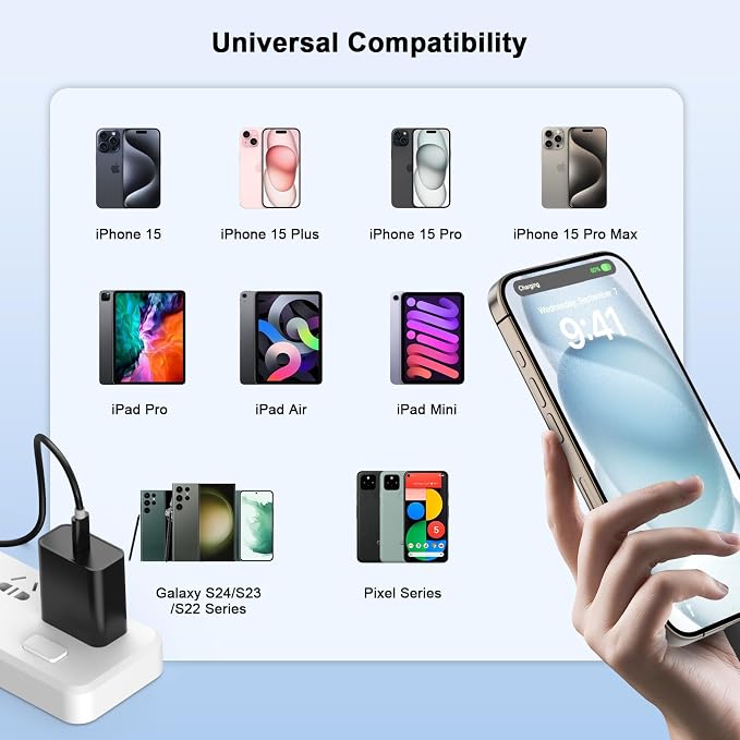 Matsusho iPhone 16 15 Charger Fast Charging 10 FT, 2 Pack 20W USB C Wall Charger - Image 6